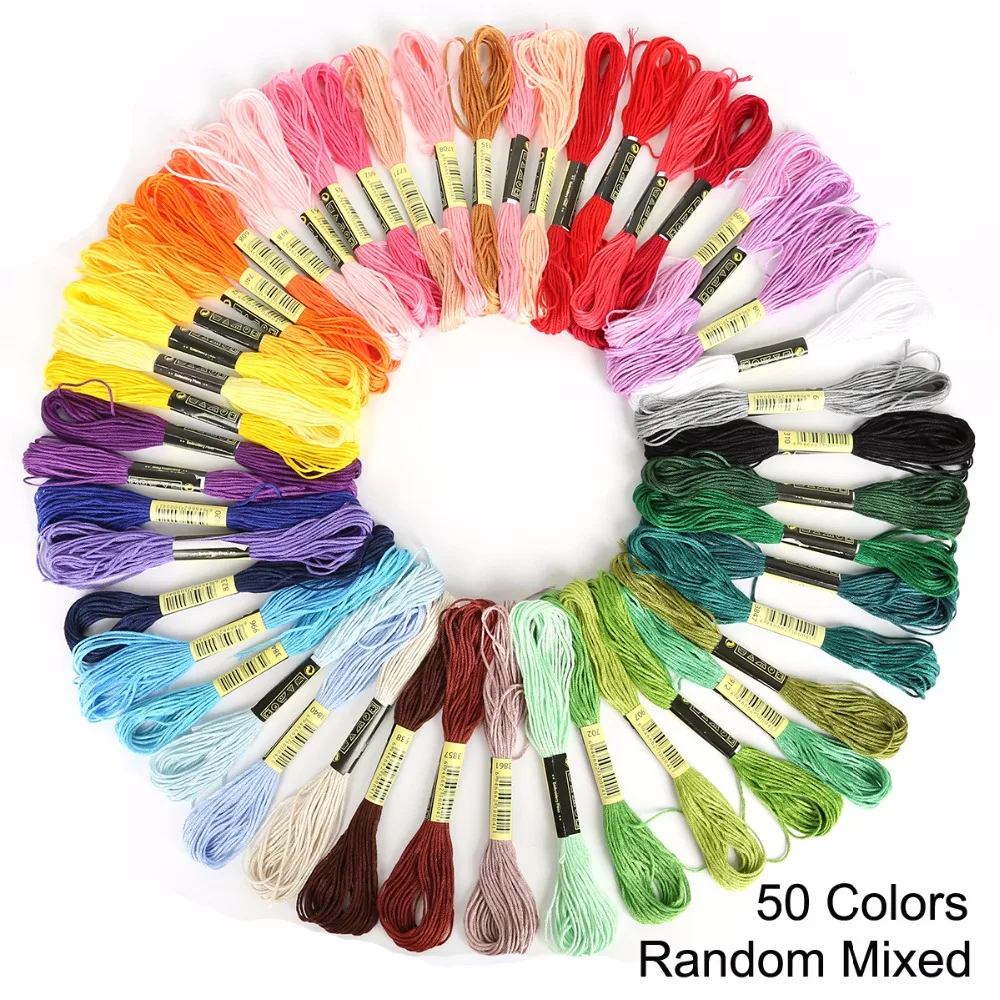 

Randomly 50pcs mix Color Floss Cross Stitch Cotton Embroidery Thread each color 7.5Meters Cotton Skeins DIY Craft Sewing Tools