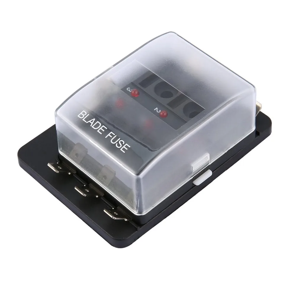

6 Way LED Illuminated Automotive Blade Fuse Holder Box Circuit Fuse Block 32V 25A for Autos Airplanes Tankers Ships