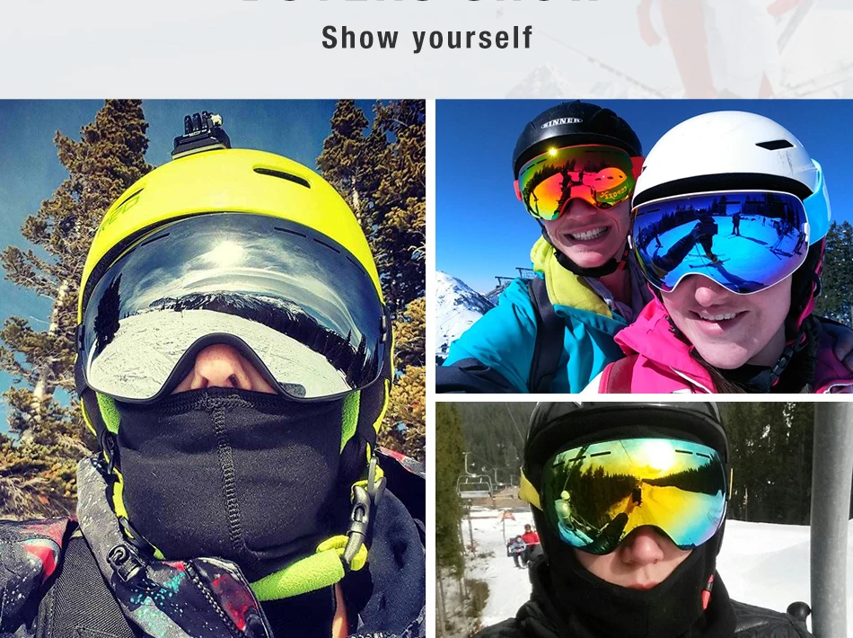 Зимние лыжные очки мужские женские зимние очки двойной слой линзы УФ большой Сфера вид сноуборд лыжи снег очки с очками чехол