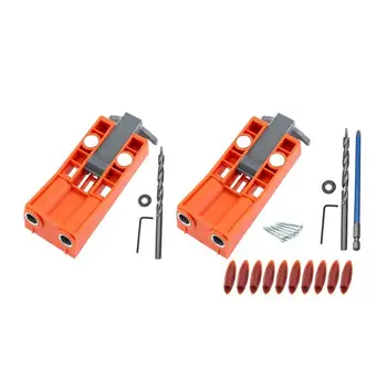 

Woodworking Pocket Hole Jig Kit Drill Guide Set Puncher Locator w/2 Magnets