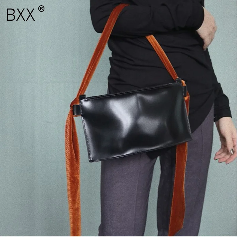 

[BXX] 2020 New Women's Scarf Beading All-match PU Leather Bag Luxury Handbags Ladies Vintage Messenger Shoulder Bags HE353