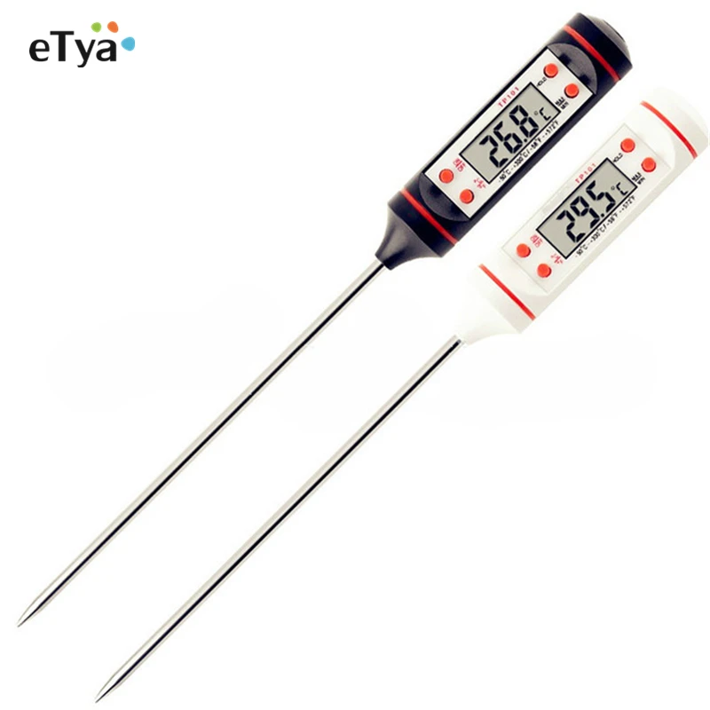 

1pc Digital Probe Meat Thermometer Kitchen Cooking BBQ Food Thermometer Cooking Stainless Steel Foldable Probe Meat