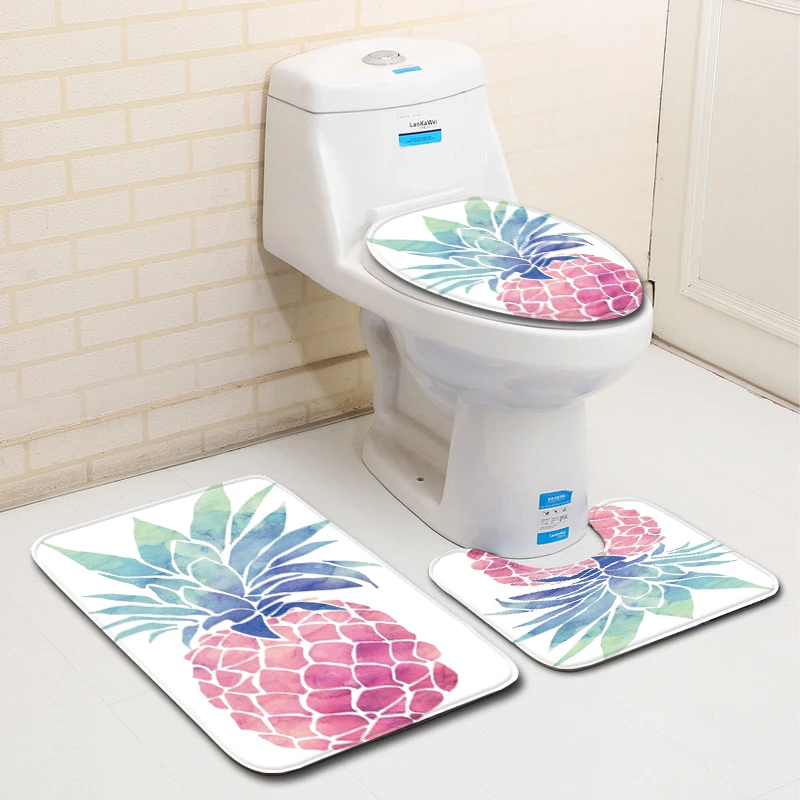 2018 Hot Sale Pineapple Pattern Three Set Series Bathroom Non Slip