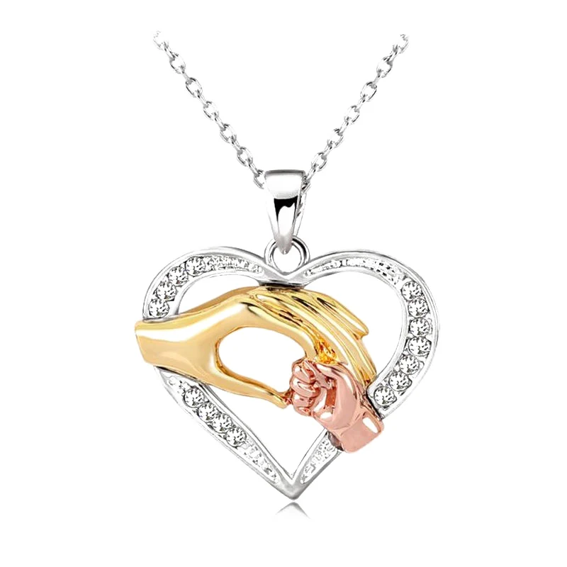

Ranzwal Mothers Day Gifts for Mom Women Hand in Hand Pendant Necklaces with Silver Color Chain Birthday Gift
