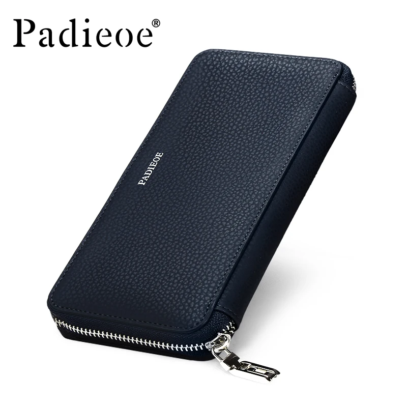 

Padieoe Deluxe Zipper Closure Genuine Cowhide Leather Wallets Luxury Women Day Clutch Purse Bag Fashion Durable Business Wallets