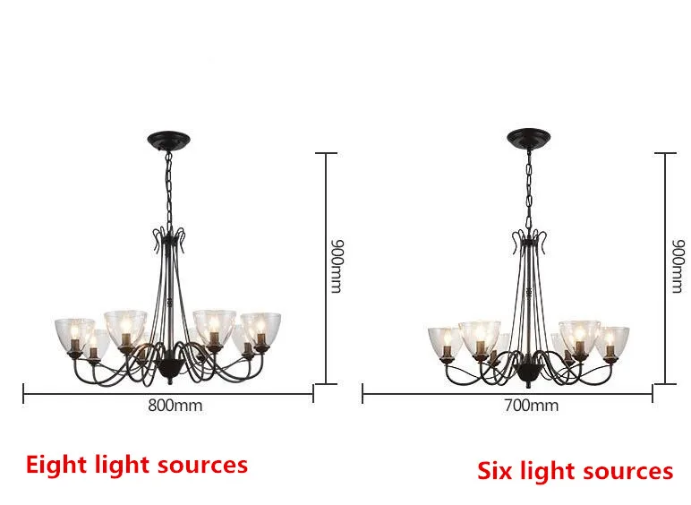 Европейский стиль железная люстра со светодиодной лампой прозрачные стеклянные гостиная люстры E14 led блеск освещение кулон Z15