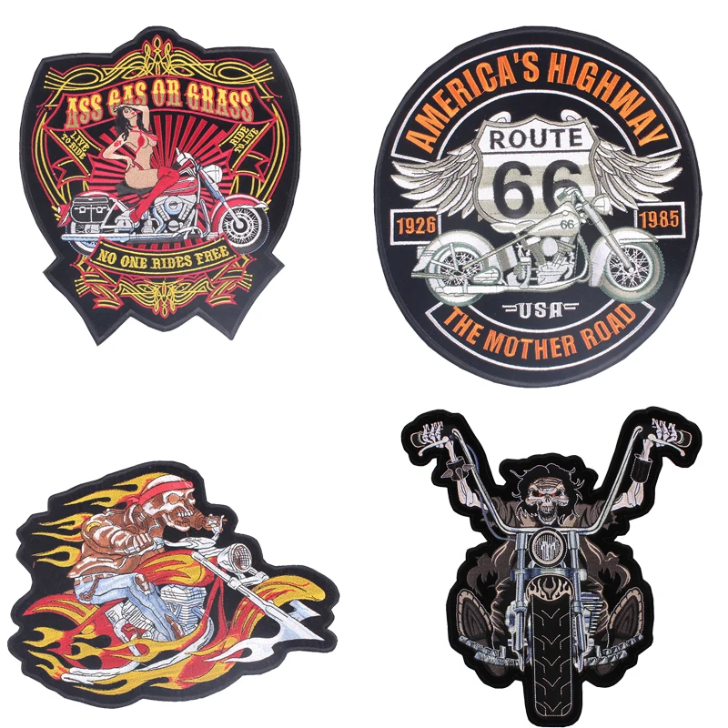 

Harley Motorcycle Embroidered Iron on Patchesbig Punk Skull Badges Clothing Applications Decor Large P for Clothes DIY Sewing E