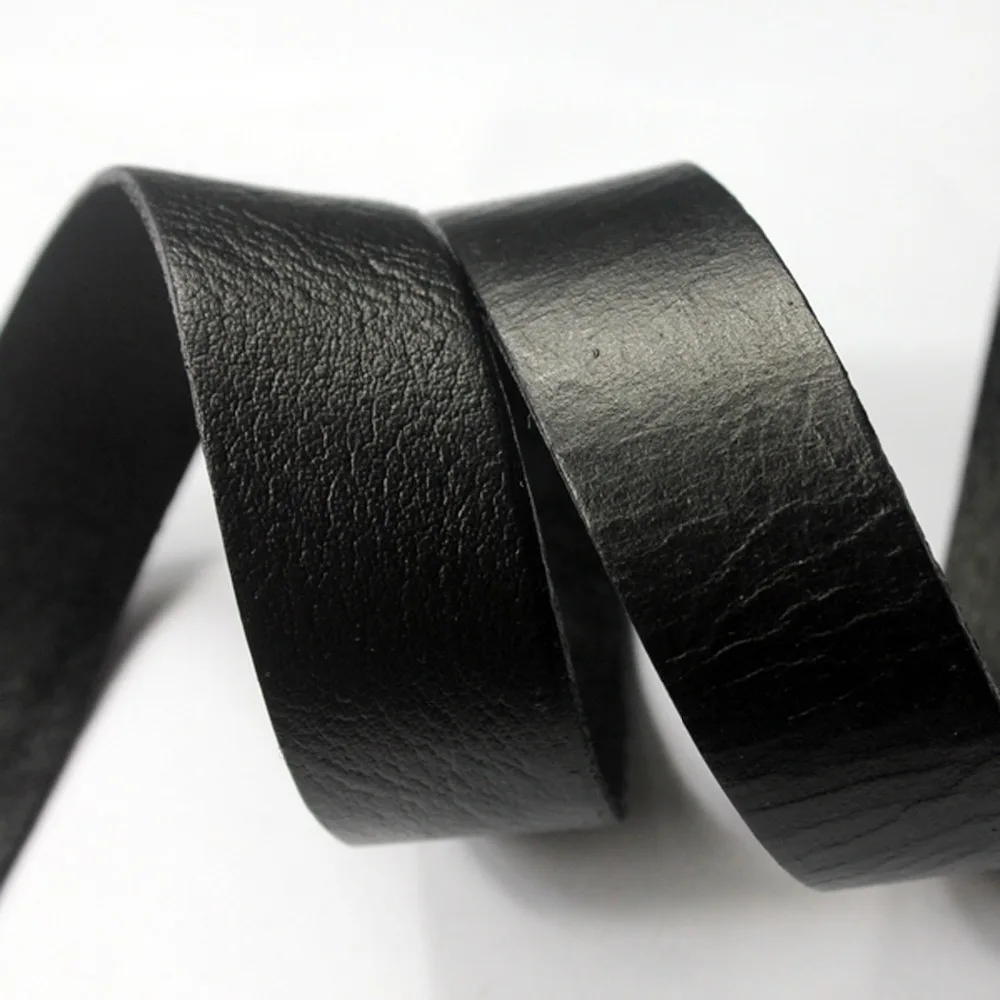 1 Yard 25mmx2mm Black Flat Leather Strip, 25mm Wide Genuine Cow Hide