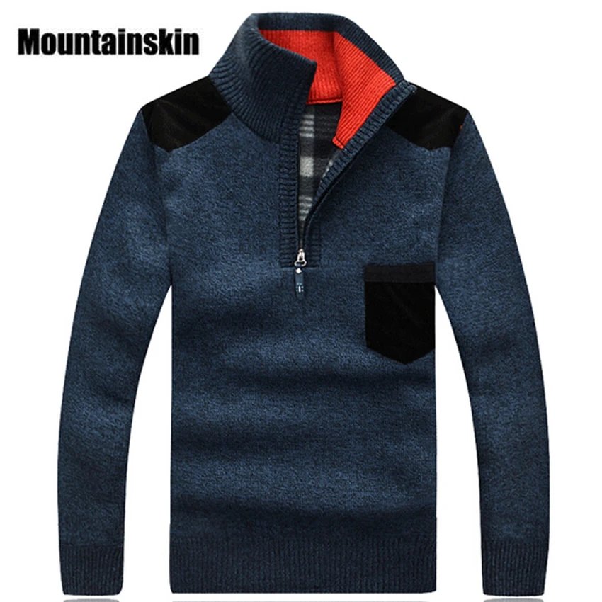 Mountainskin 2018 الشتاء البلوزات الرجال البلوفرات الدافئة سميكة تريكو رجل سترة عارضة الكشمير الذكور العلامة التجارية الملابس EDA006