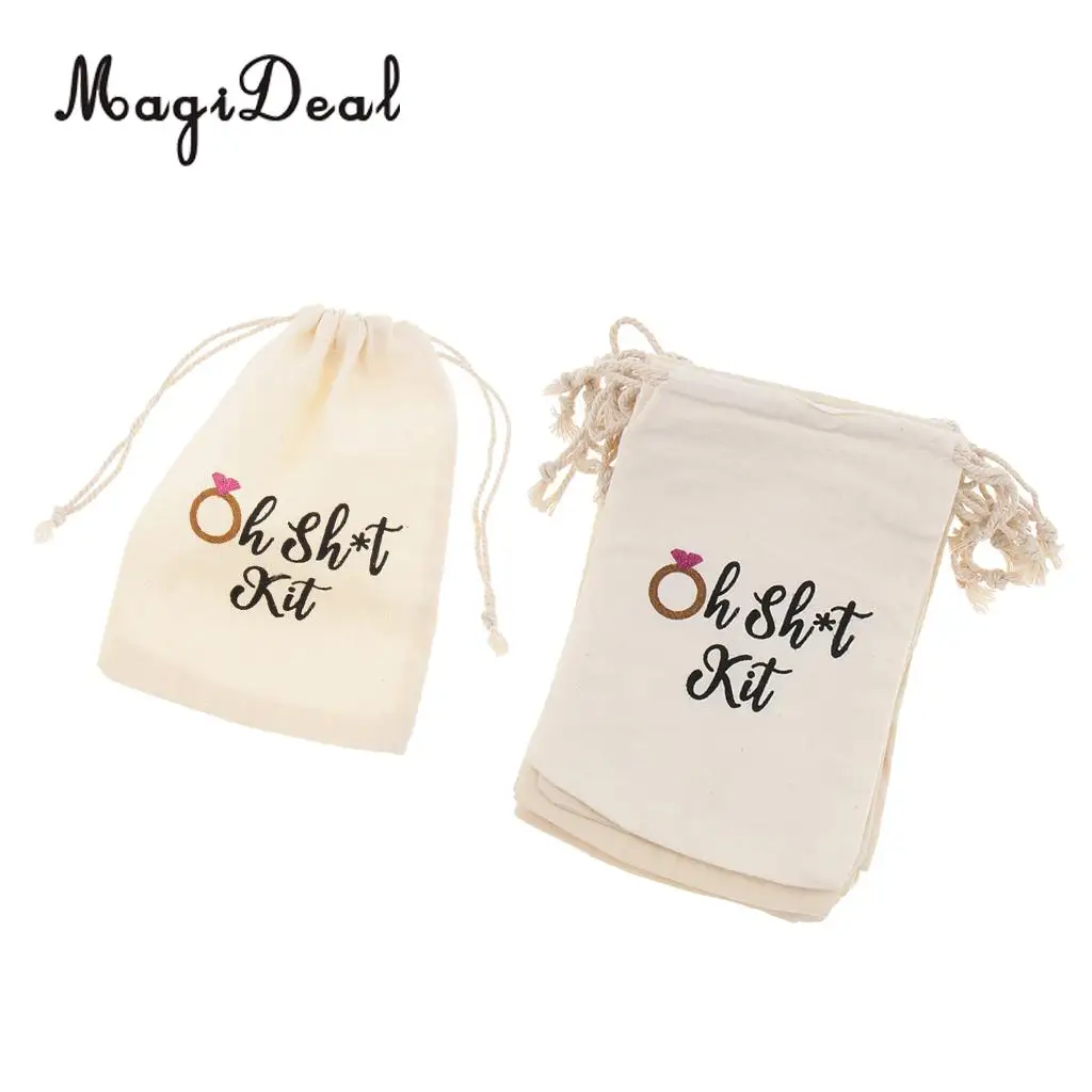 10pcs Oh Shit Kit Cotton Linen Jewelry Pouch Drawstring Bag Wedding Favor
