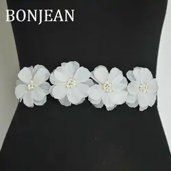 BONJEAN 2018 Мода Аксессуары для одежды эластичный пояс для Для женщин Белый цветок пояс, дамы талии Ремни BJ335