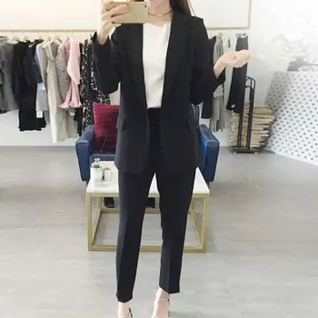 

New Female Korean One Button Suit Jacket Pant Suit Autumn Women Business Suits Temperament Suit Jacket 2 Pieces Set