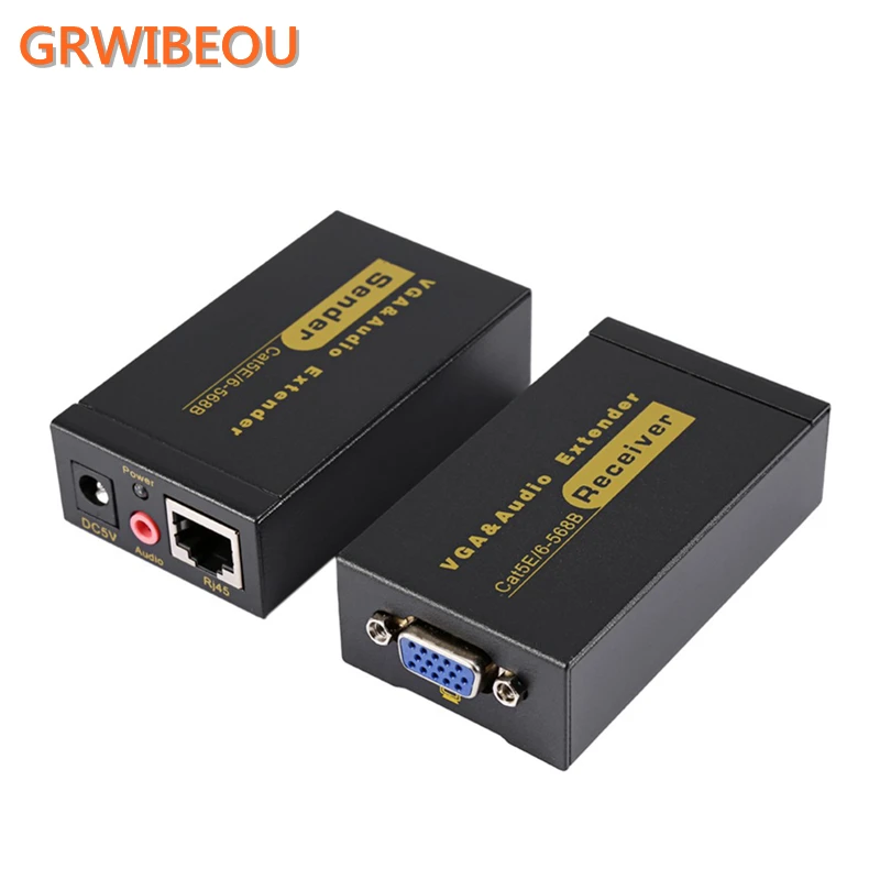 Видеокабель передатчик 100 метров витая пара удлинитель кабеля VGA к RJ45 CAT5E/6 1080P HD 3D