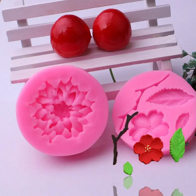 2 шт филиал/цветение персика/Лотос/оставьте силиконовую смоляную форму DIY