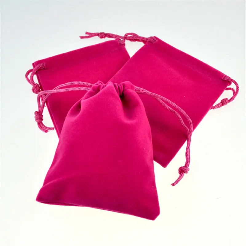 50pcs 7x9cm Jewelry Packing Velvet bag hot pink color Velvet Drawstring