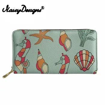 

Noisydesigns Women Long Wallets Ladies Cluth Thin Cash Holder Phone Coin Pocket for Female Girls Seahorse Shark Design sac place