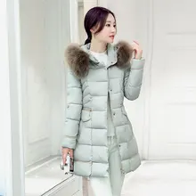 Зимние куртки пальто женщин ово воротник длинные участки Slim Корейской моды дополняется пуховик большой ярдов Куртка