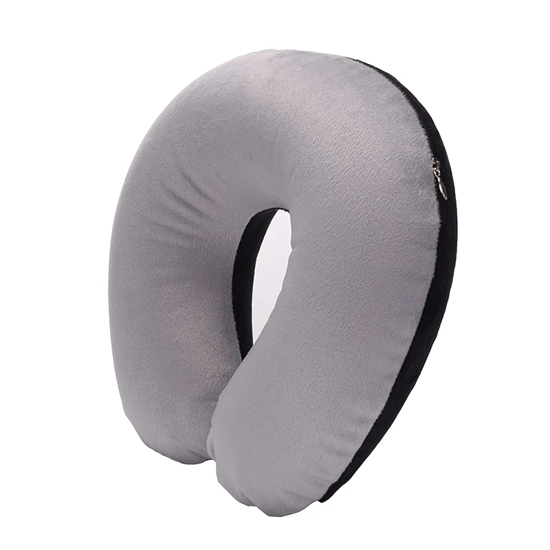 

bed pillow Short Plush Fabric Cover + PVC Inflatable Pillow Neck Pillow Travel Pillow Neck Relieve Fatigue U-shaped