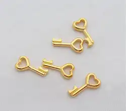 500 шт. золото Цвет хромированный цинковый сплав маленькое сердце ключевая Талисманы для DIY Craft Скрапбукинг проекта