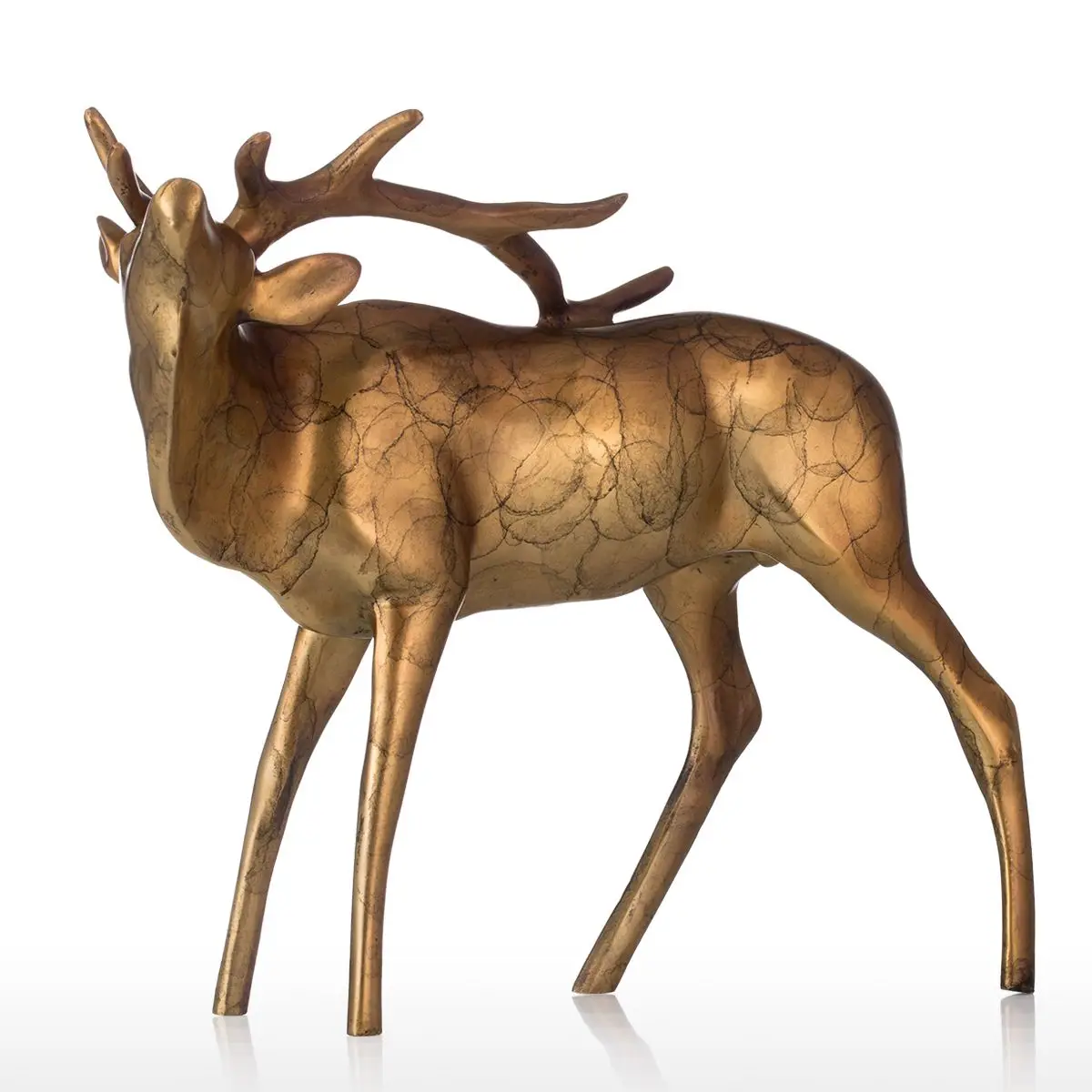 

Tooarts Golden Copper Buck Bronze Sculpture Shinny Apperance Animal Buck Tabletop for Home Ornaments
