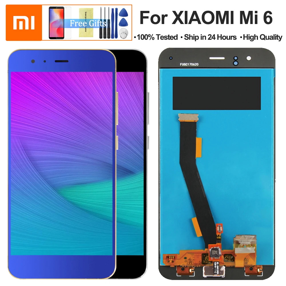 

5.15" New Mi6 Display For XIAOMI Mi6 LCD Display Touch Screen With Front-Mounted Fingerprint Digitizer Frame Replacement Parts