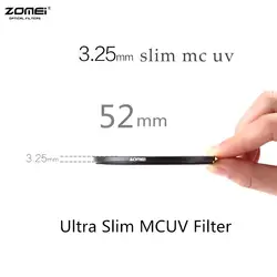 52 мм Zomei Pro Ultra Slim MCUV 16 Слои многослойным покрытием, оптическое Стекло MC UV фильтр для Canon Nikon hoya sony Lumix DSLR Объективы для фотоаппаратов