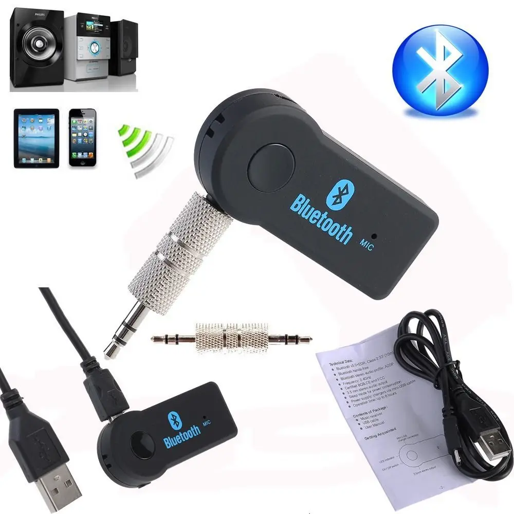 Handfree Автомобильный bluetooth-приемник Универсальный 3,5 мм потокового A2DP Беспроводной авто с разъемом подачи внешнего сигнала AUX адаптер с микрофоном для телефона MP3