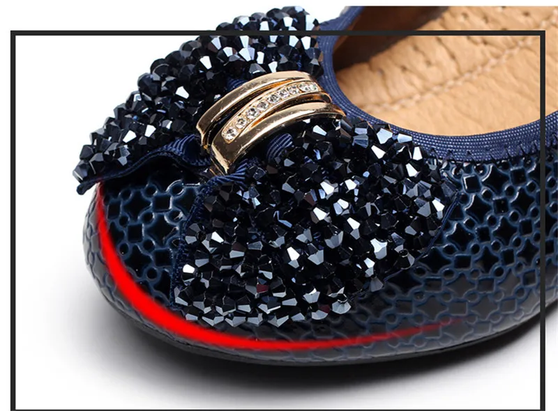2018 Wedges Women's Shoes Crystal Patent Leather Soft Women Pumps String Beads Bow Slip On Casual Black Blue Shoes Large Size 42 (6)