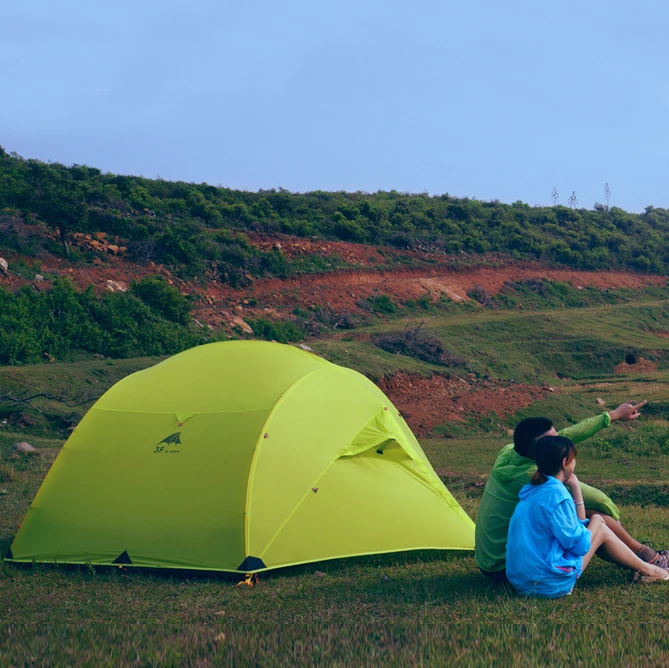 Comprar DHL envío gratuito 3F UL equipo 3 personas 4 temporada 15D tienda de campaña exterior ultraligero senderismo Backpacking caza carpas impermeables