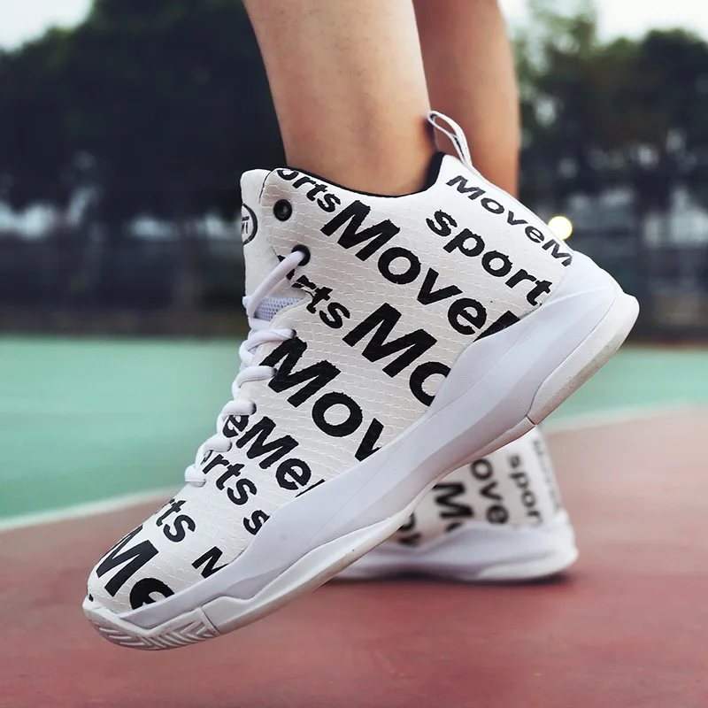 Hombres Boy alta calidad Zapatillas Baloncesto blanco y negro botas zapatos De Baloncesto Zapatillas De Baloncesto al aire libre