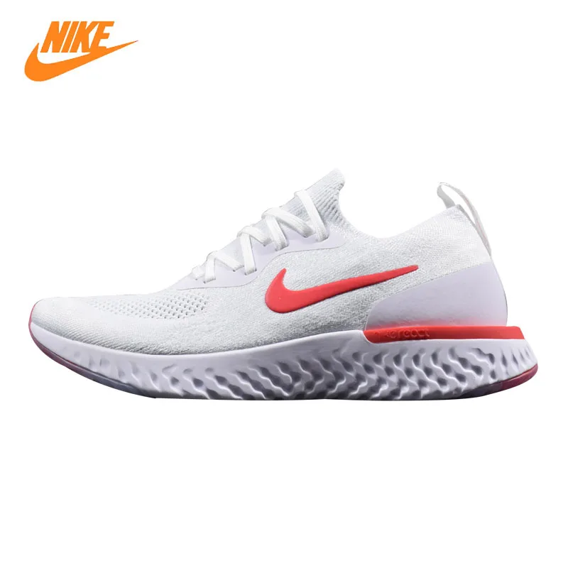 

Nike Epic React Flyknit Men's Running Shoes, White & Red, Breathable Wear-resistant Shock Absorbing Lightweight AQ0067 800