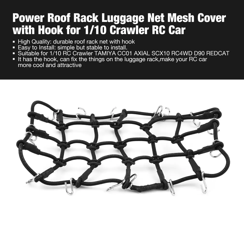 

T-Power Roof Rack Luggage Net Carrier Mesh Cover with Hook for 1/10 Crawler RC Car Crawler CC01 AXIAL SCX10 RC4WD D90