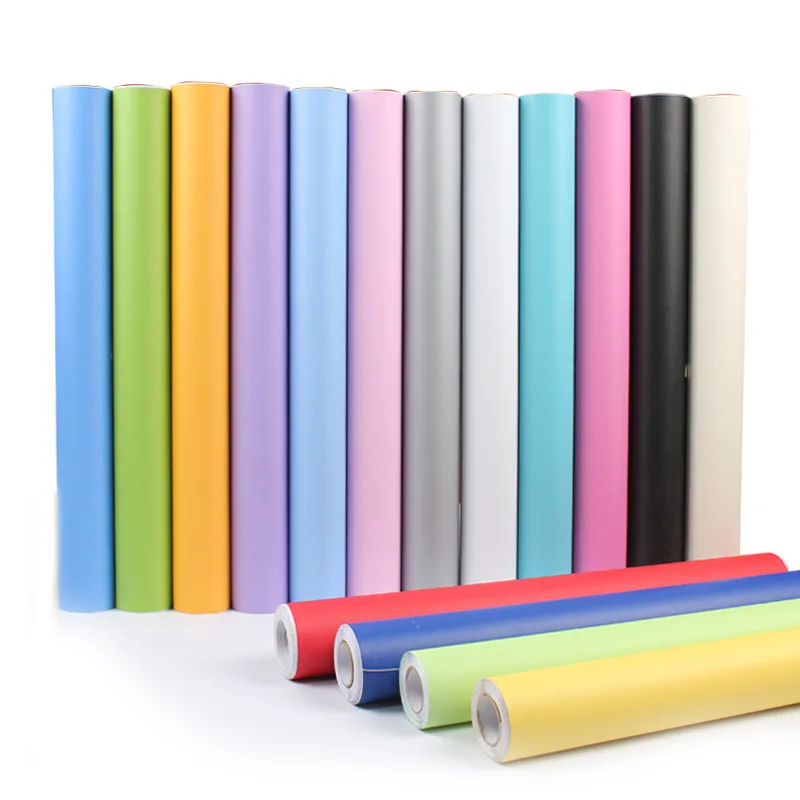 

50M Self Adhesive Solid Wall Paper Furniture Wall Stickers Bedroom Living Room Background Kitchen Cabinet Waterproof Wallpaper