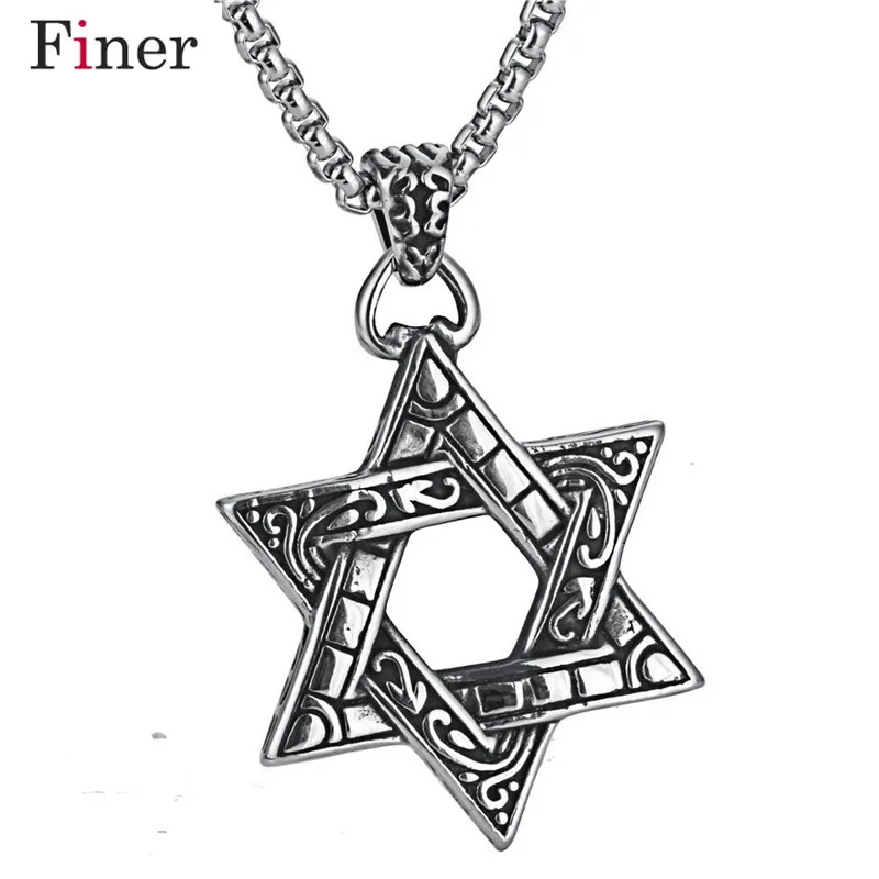 

Men star of david indians totem necklace Fashion israel jewish hexagram stainless steel chain necklaces&pendants jewelry colar