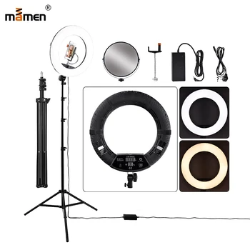 

18 Inch Photography Ring Light Dimmable 5500K LED Ring Lamp with Tripod/LCD Screen / Mirror For Camera Photo Video YouTube Live