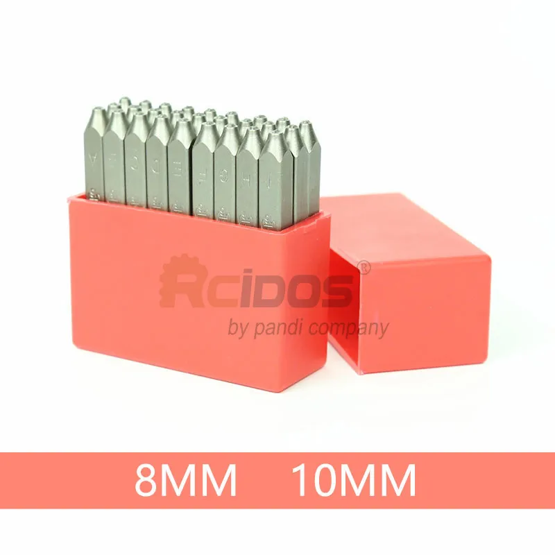 

8/10MM English letters Standard Font style punch stamps alphabets(A-Z &) 27pcs/box