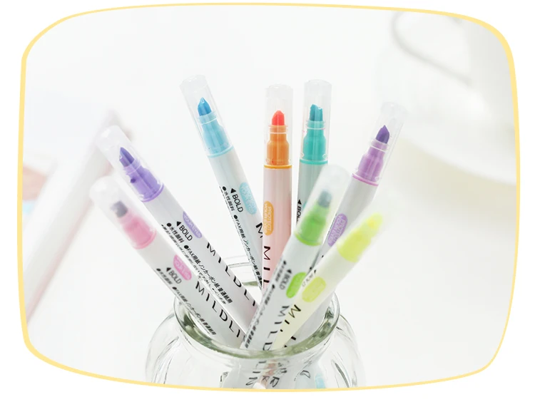 12 цветов/набор японский Kawaii ручки mildliner мягкий лайнер хайлайтер двуглавый флуоресцентная ручка для рисования канцелярские принадлежности