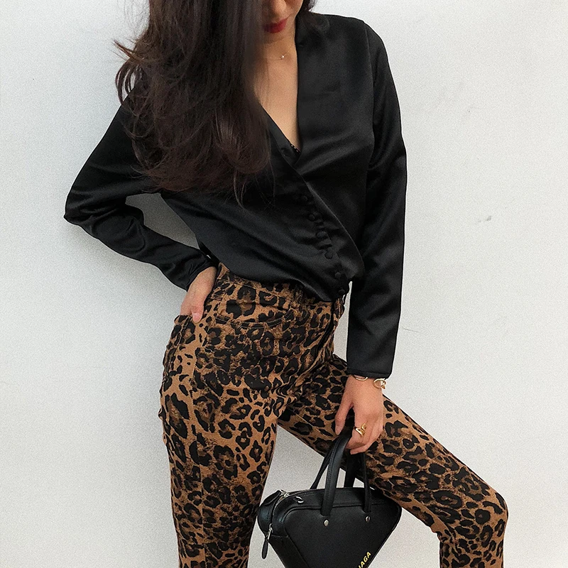 

Vintage Stylish Leopard Pattern Jeans Women Denim Pants 2019 Fashion High Waist Animal Print Trousers Casual Pantalones Mujer