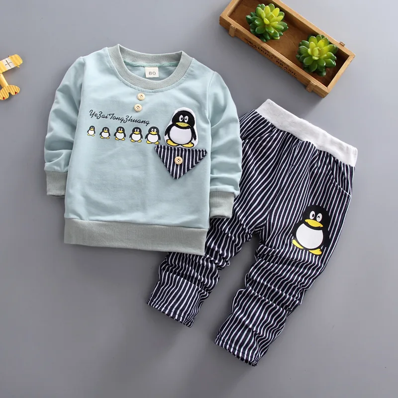 

BibiCola boys clothing set kids sports suit children tracksuit boys cartoon shirt + pants sweatshirt casual clothes spring style