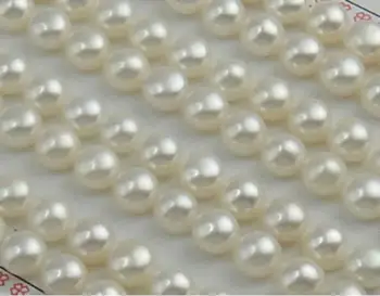 

48 pairs DIY Jewelry Half Drilled Cultured Freshwater Pearl Beads White 7-7.5mm -Top quality