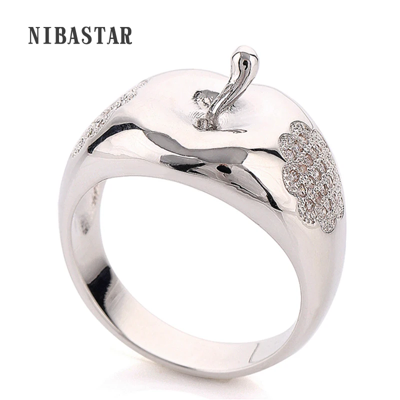 

Promotion gift Wholesale Gorgeous Copper Jewelry Use Zircon Beautiful Apple Rings