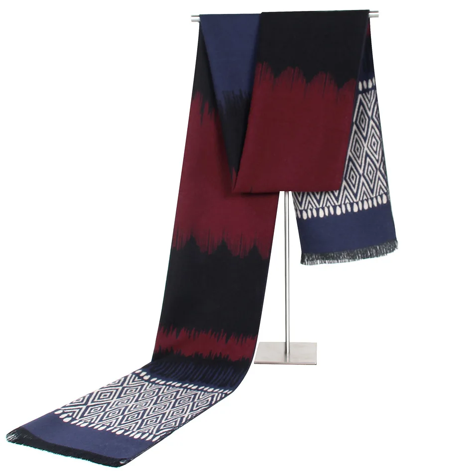 Роскошный брендовый кашемировый шарф, мужской осенний зимний теплый шарф, модный дизайн, волнистые линии, мужские деловые повседневные шарфы - Цвет: color2