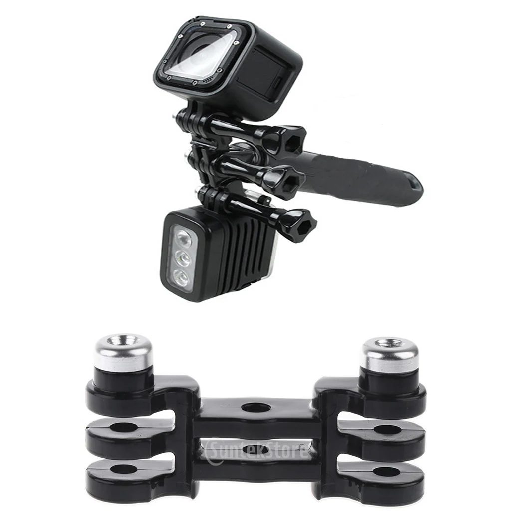 

Black Double Dual Sport Camera Holder Mount Adapter for GoPro Hero Monopod for GoPro HD Hero 3+ 4 Camera