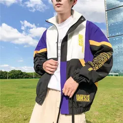 Zk Bloque de Color de la Vendimia Remiendo Chaquetas de Chándal de los Hombres Ocasionales Completos Zip hasta Abrigos Rompevientos Hip Hop Masculino Streetwear Zk Bloque de Color de la Vendimia Remiendo Chaquetas de Chándal de los Hombres Ocasionales Completos Zip hasta Abrigos Rompevientos Hip Hop Masculino Streetwear