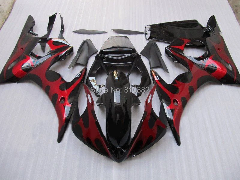

CUSTOM Motorcycle Fairing kit for YZFR6 03 04 05 YZF R6 2003 2004 2005 YZF600 TOP RED gloss black Fairings set+7gifts YE06