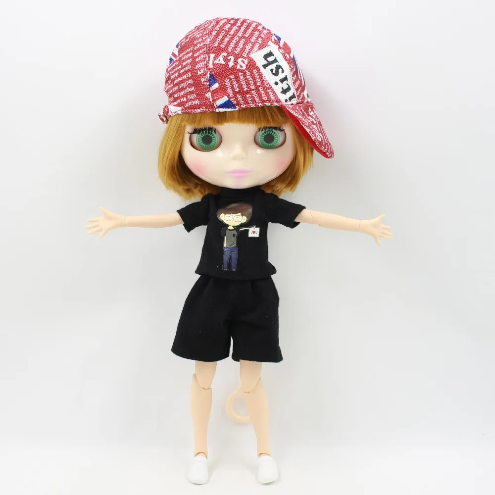 Blyth doll icy licca joint body outfit Одежда красная шляпа черные шорты классная девочка игрушка подарок