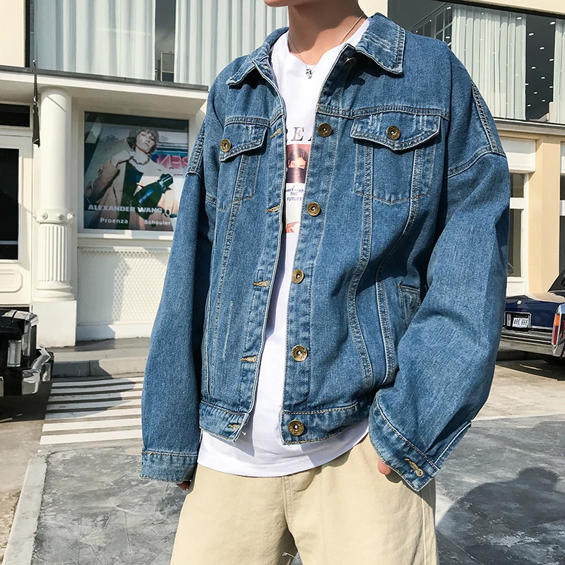 

2018 Men's Denim Jacket High Quality Fashion Jeans Jackets Fit Casual Streetwear Vintage Mens Jeans Size 2XL