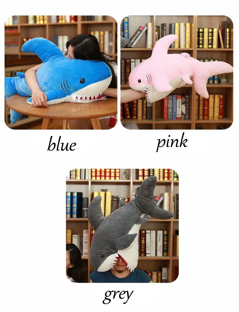 Huggable Акула мягкая игрушка водная Акула морская океанская кукла серый/розовый/синий Huggable Дети День рождения плюшевый игрушка 90 см