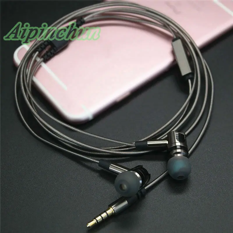 

Aipinchun 3.5mm 4-Pole CTIA Jack Removable Earphone Pluggable In-Ear With Microphone Controller Good Bass