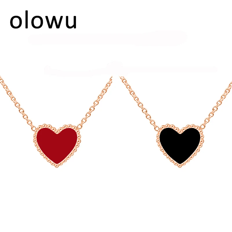 Ожерелье с кулоном olowu из нержавеющей стали длинное ожерелье черного и красного